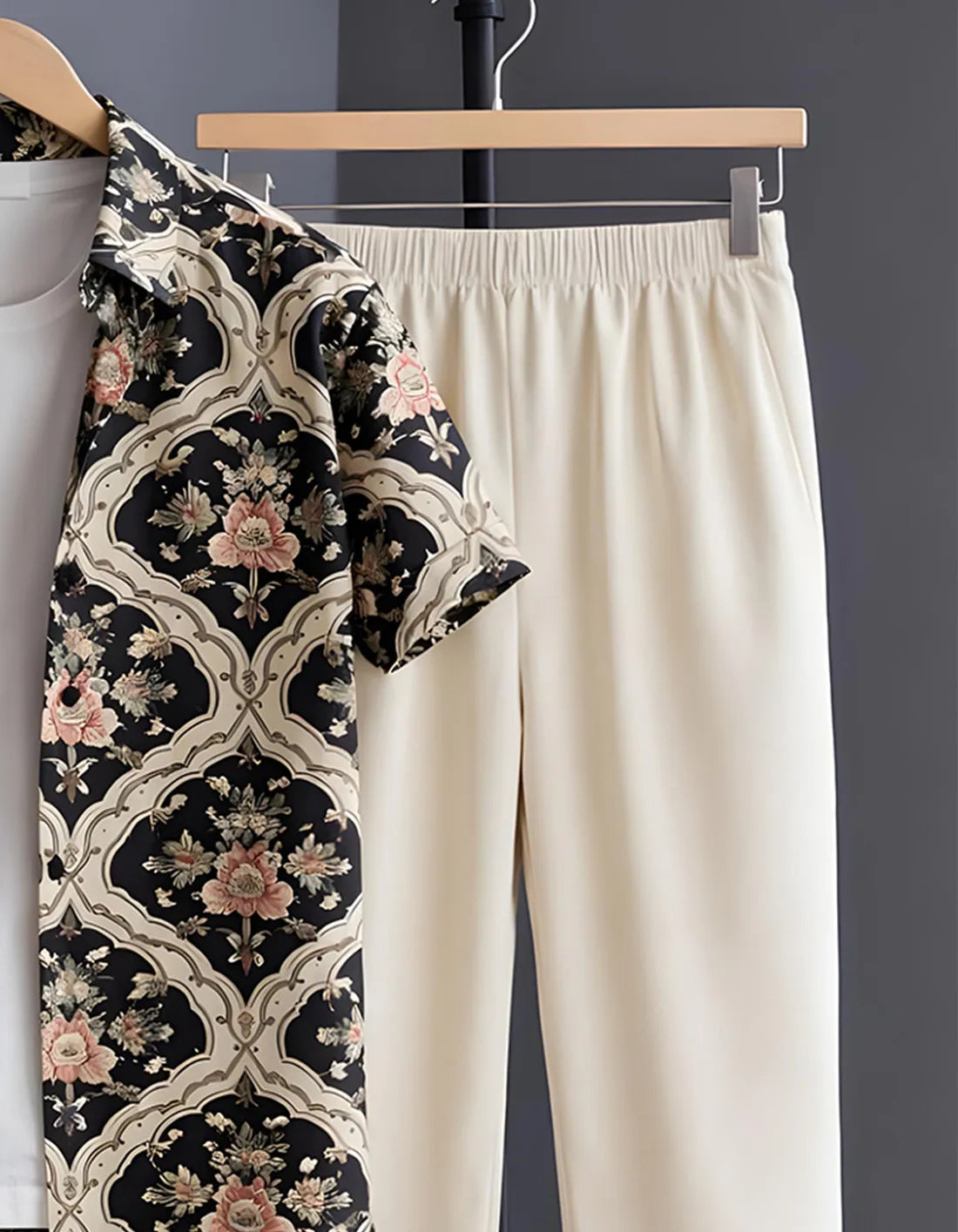 Floral Baroque Half Shirt Full Pant Cord-Set
