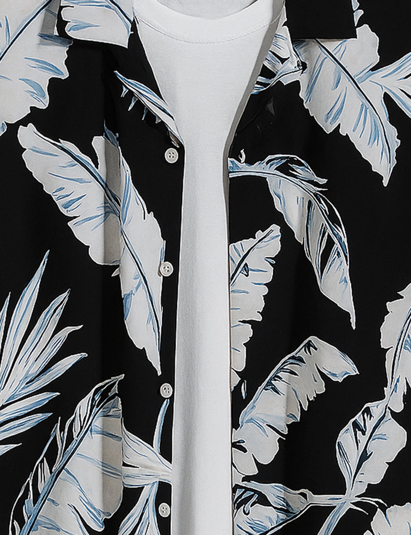 Black and White Leaf Men's Exclusive Stylish Half Sleeves Shirt - XPST