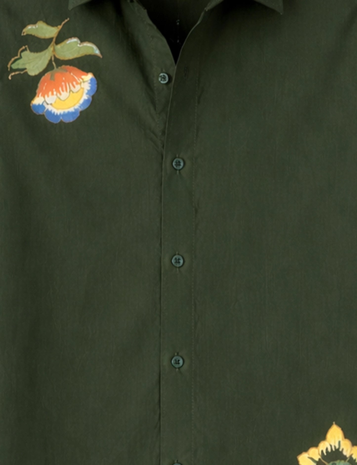 Olive Floral Men's Exclusive Stylish Full Sleeves Shirt - XPST