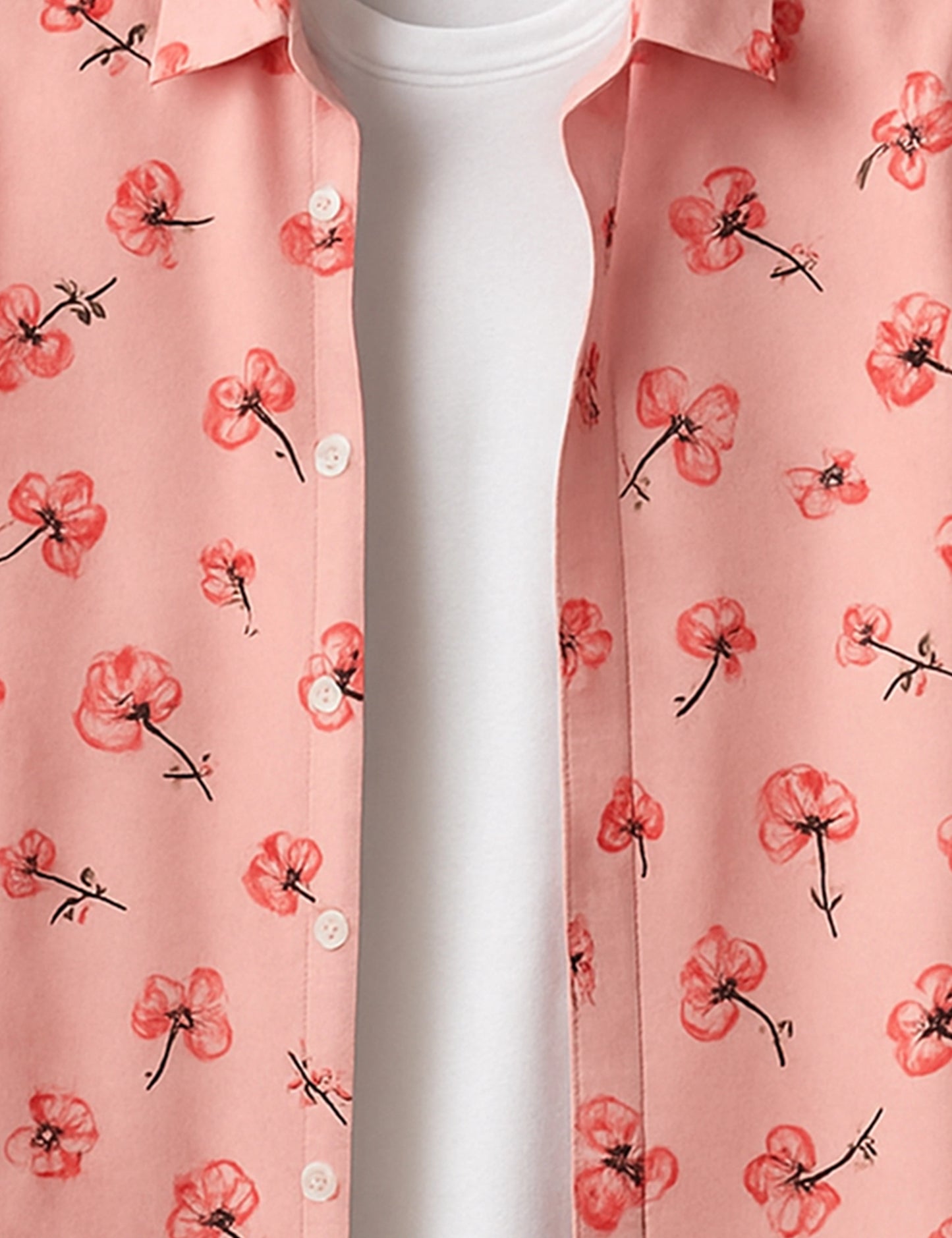Pink Floral Men's Exclusive Stylish Half Sleeves Shirt - XPST
