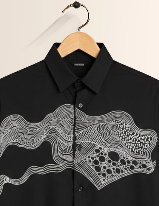 Water Bubble Black Men's Exclusive Stylish Half Sleeves Shirt - XPST