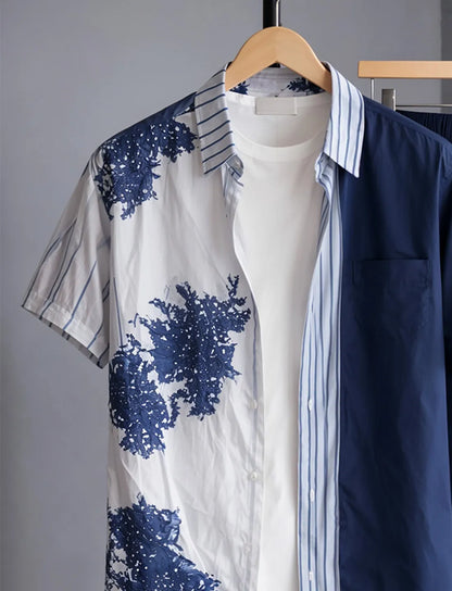 Abstract Split Half Shirt Full Pant Cord-Set