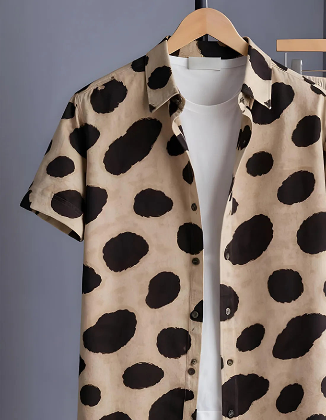 Beige Abstract Half Shirt Full Pant Cord-Set
