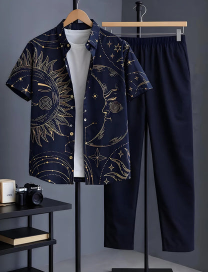 Blue Celestial Half Shirt Full Pant Cord-Set