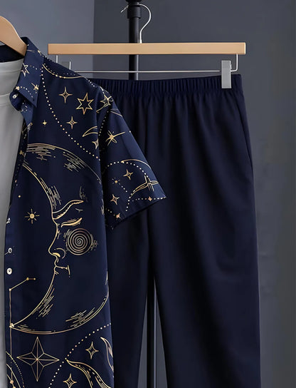 Blue Celestial Half Shirt Full Pant Cord-Set