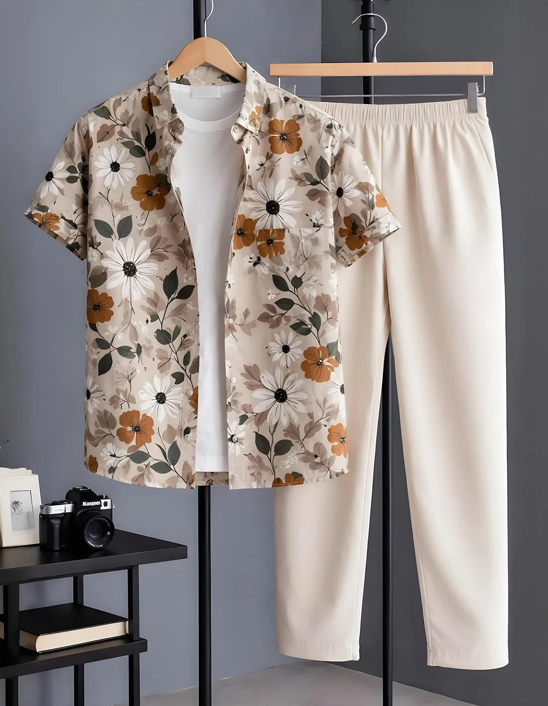 Daisy Floral Half Shirt Full Pant Cord-Set