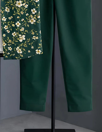 Emerald Floral Half Shirt Full Pant Cord-Set