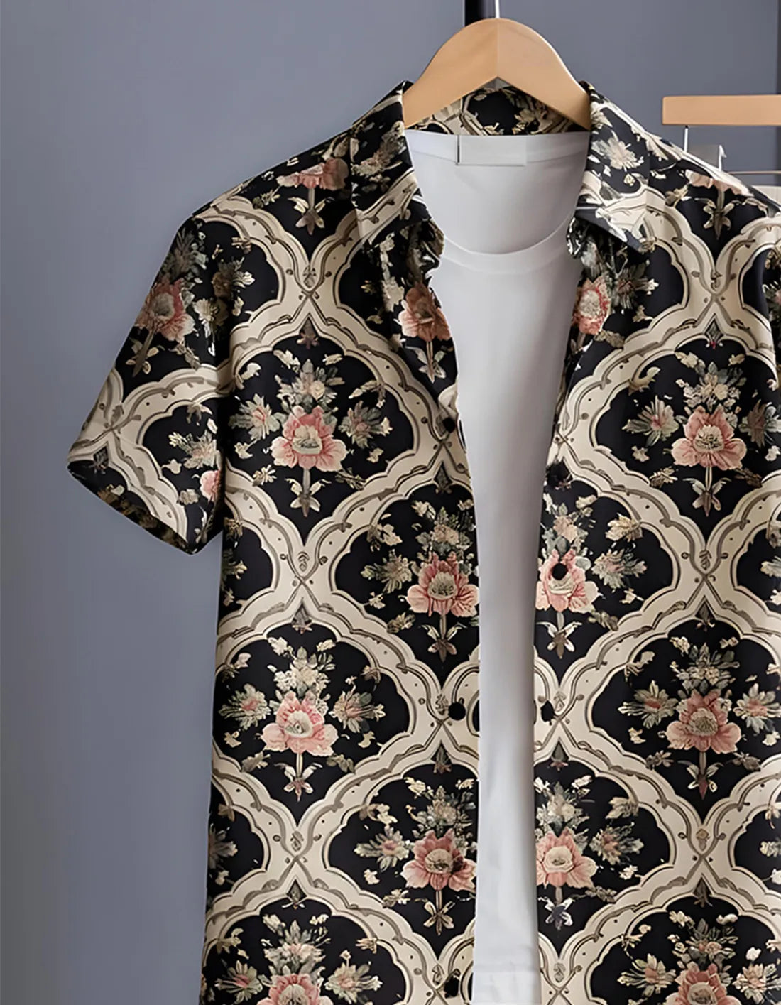 Floral Baroque Half Shirt Full Pant Cord-Set