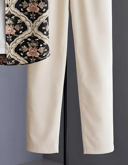 Floral Baroque Half Shirt Full Pant Cord-Set