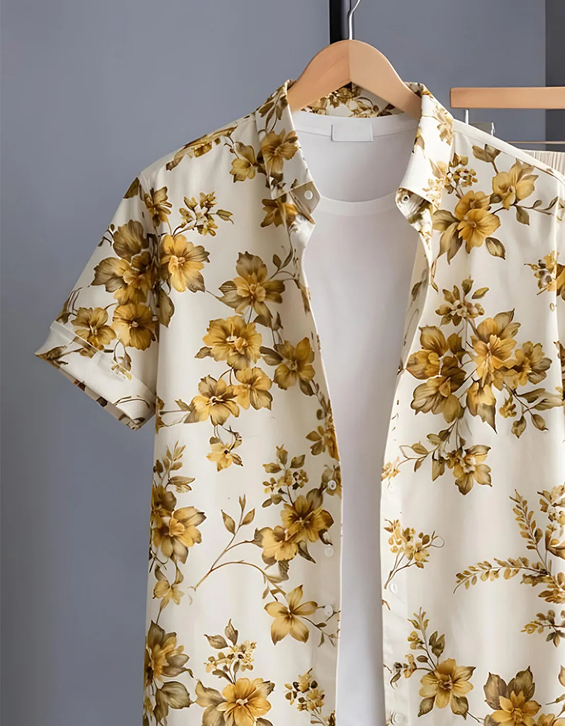 Gold Floral Half Shirt Full Pant Cord-Set