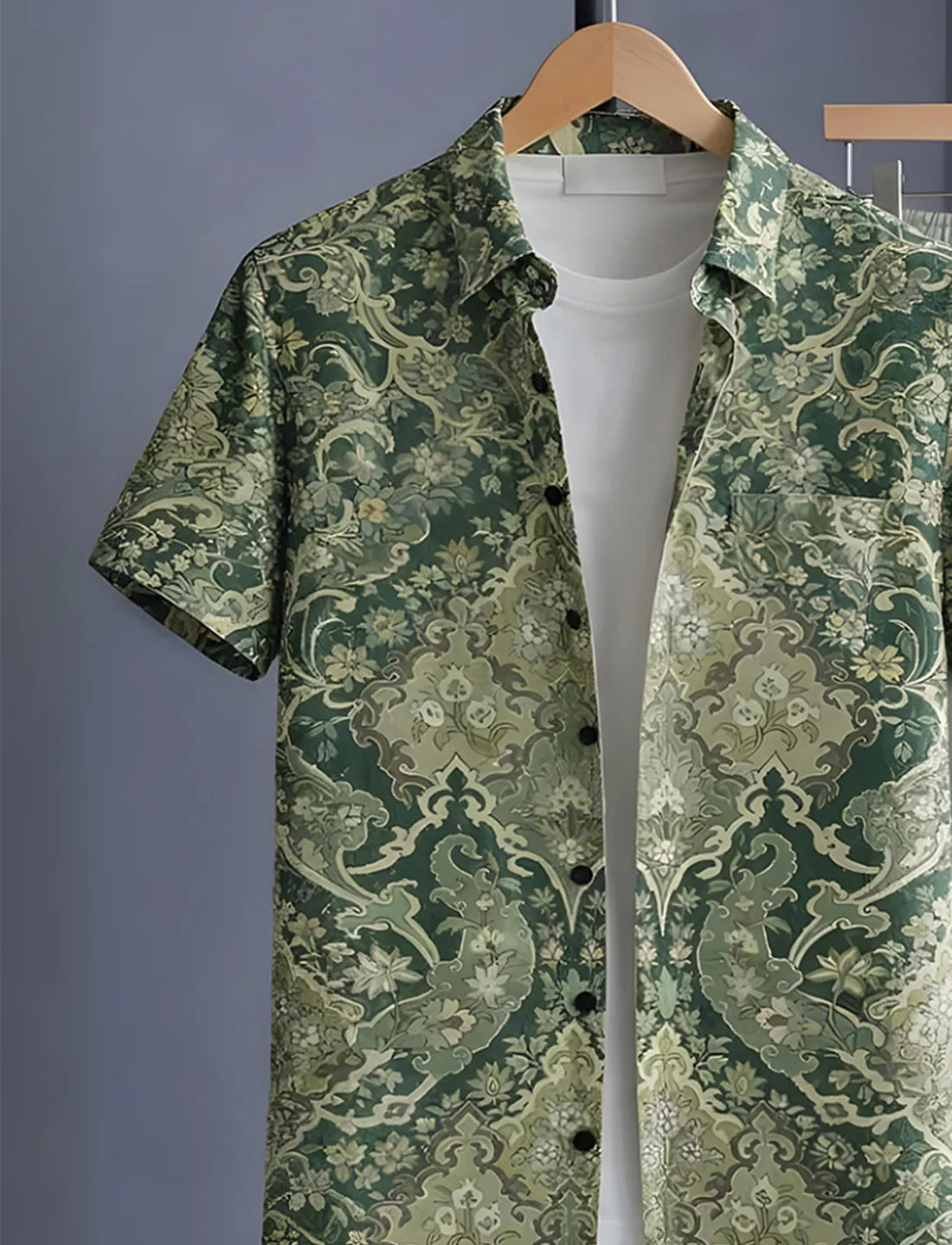 Green Baroque Half Shirt Full Pant Cord-Set