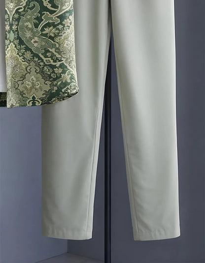 Green Baroque Half Shirt Full Pant Cord-Set