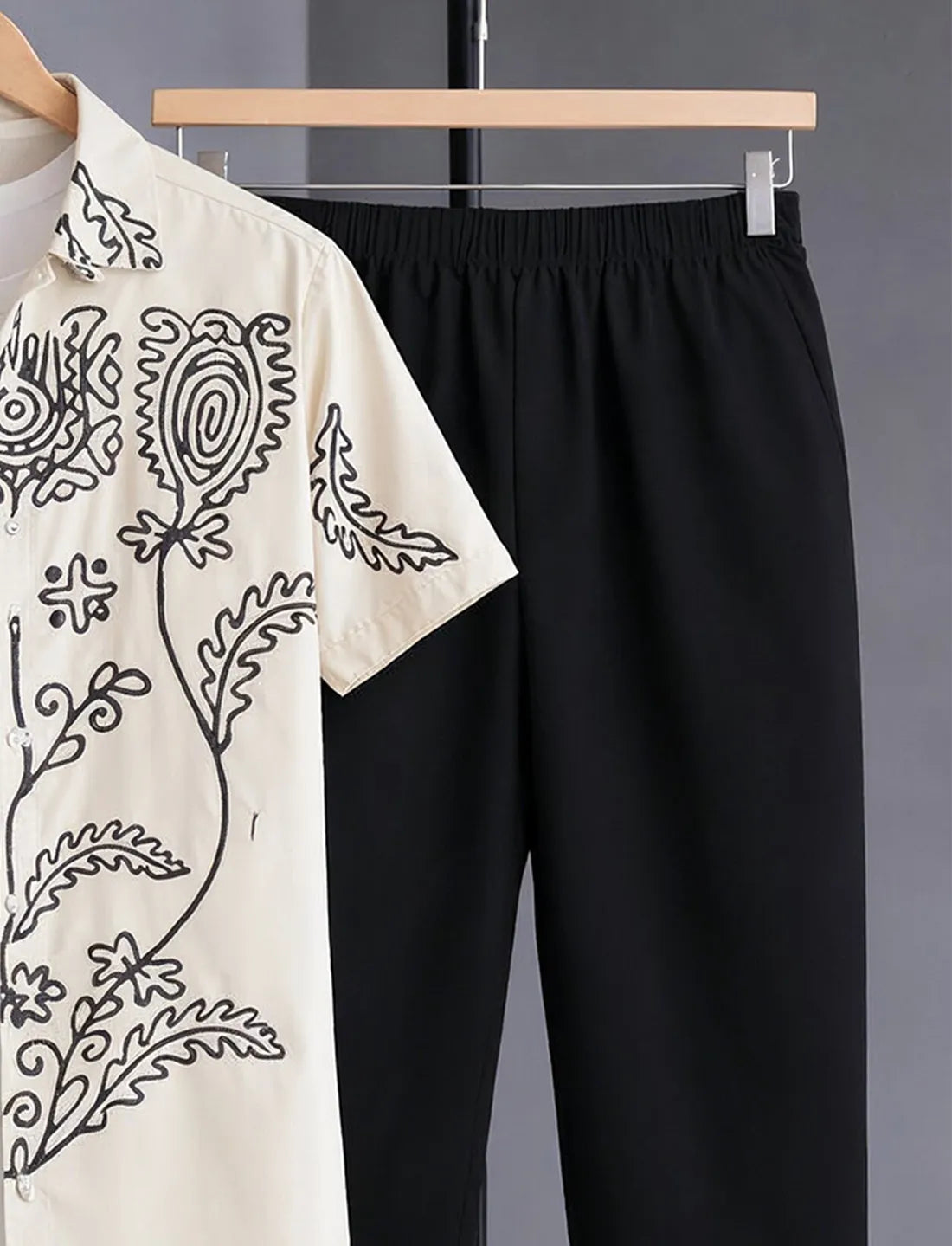 Ivory Tribal Half Shirt Full Pant Cord-Set
