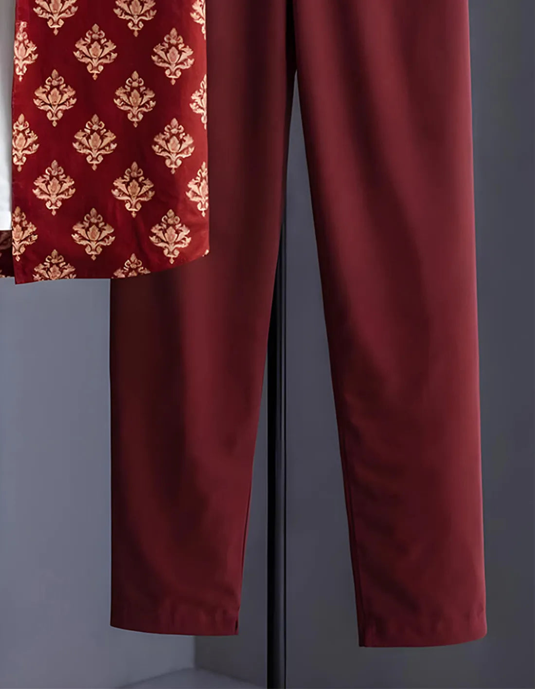 Maroon Motif Half Shirt Full Pant Cord-Set
