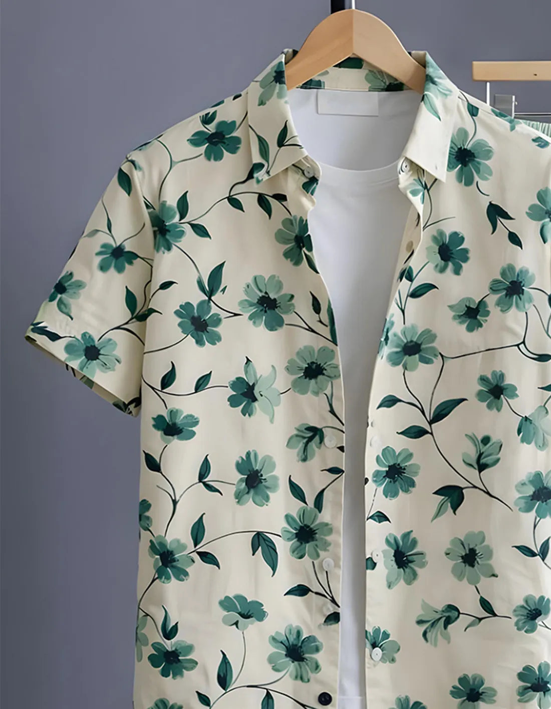 Mint Floral Half Shirt Full Pant Cord-Set
