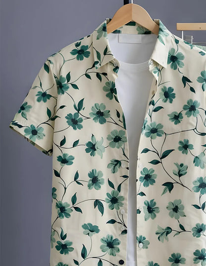 Mint Floral Half Shirt Full Pant Cord-Set