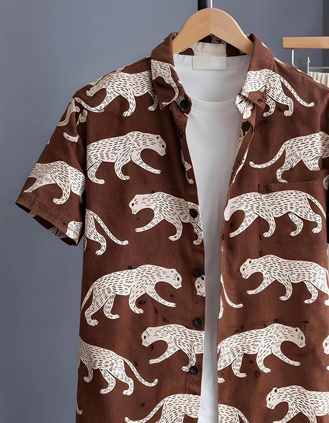 Panther Motif Half Shirt Full Pant Cord-Set