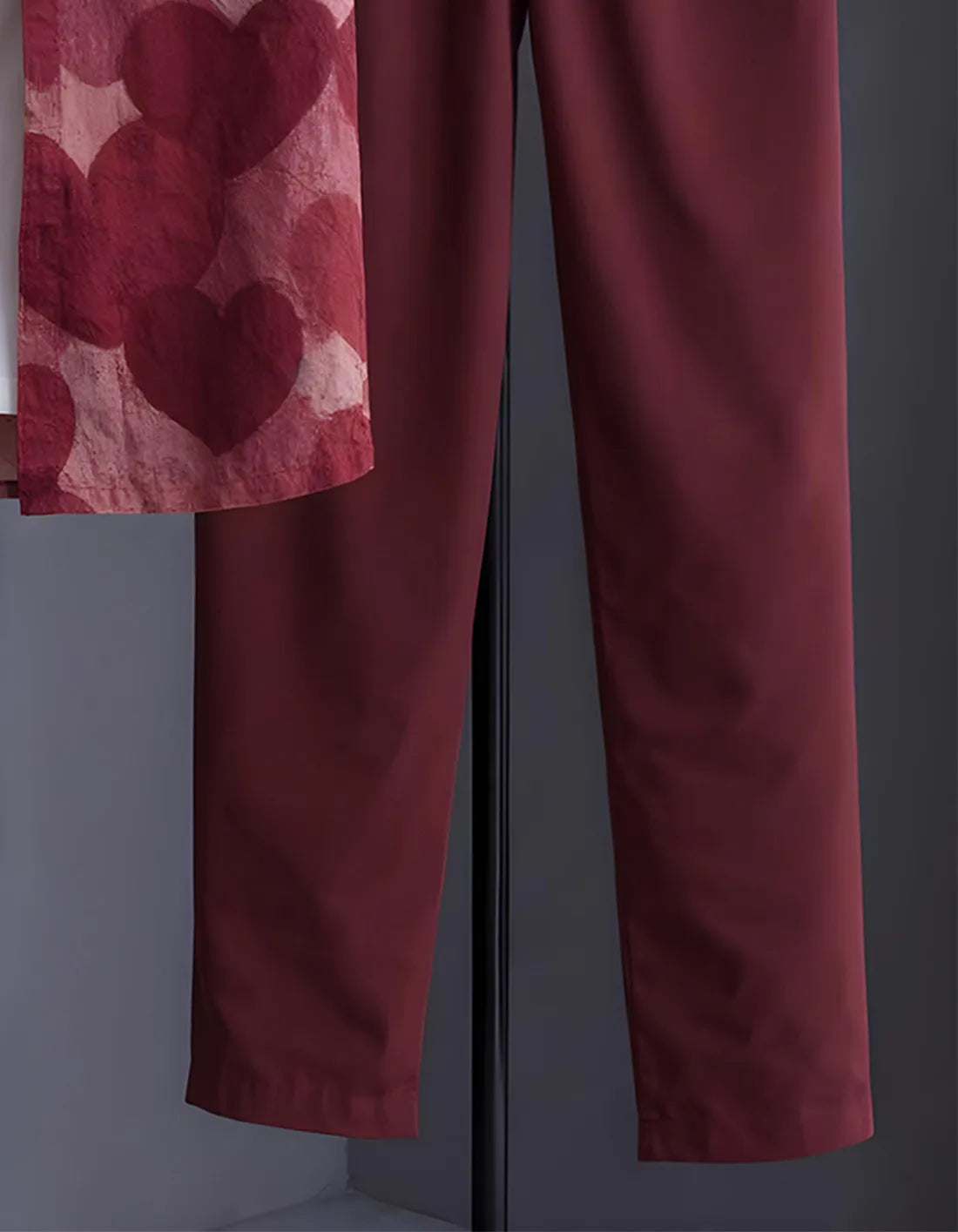 Red Wine Half Shirt Full Pant Cord-Set