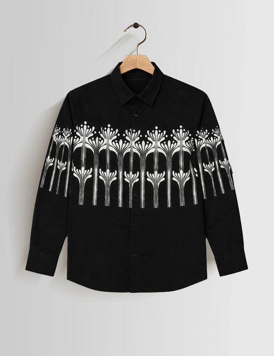 Botanical Strip Mens Full Sleeves Vintage Shirt - XPST