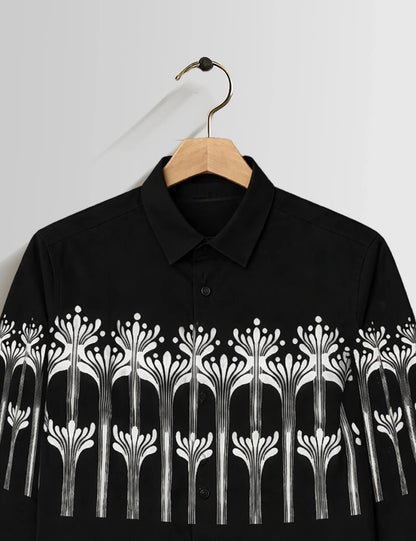 Botanical Strip Mens Full Sleeves Vintage Shirt - XPST