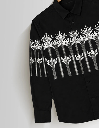 Botanical Strip Mens Full Sleeves Vintage Shirt - XPST