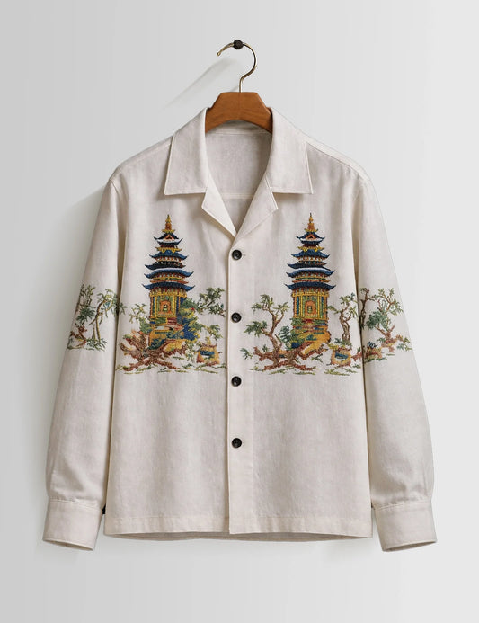 Chinese Temple Mens Full Sleeves Vintage Shirt - XPST