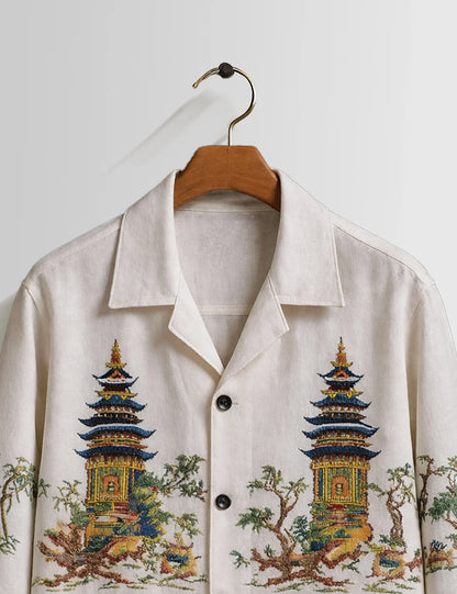Chinese Temple Mens Full Sleeves Vintage Shirt - XPST
