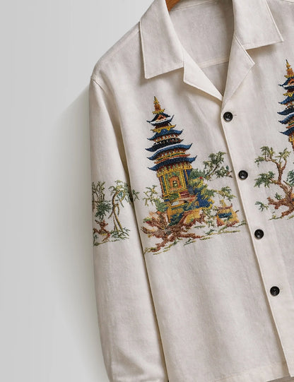 Chinese Temple Mens Full Sleeves Vintage Shirt - XPST