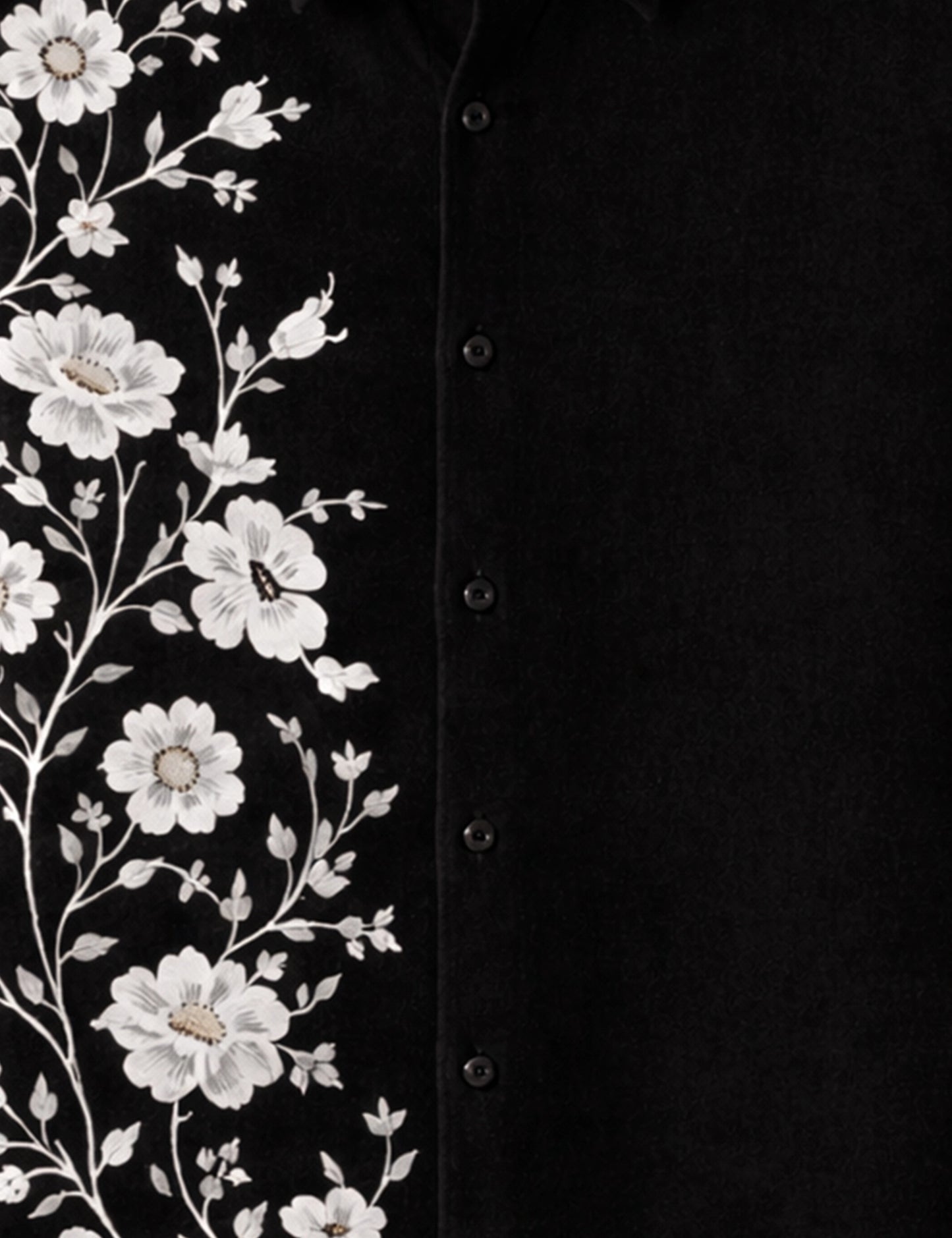 Black Flower Printed Mens Exclusive Stylish Full Sleeves Shirt - XPST