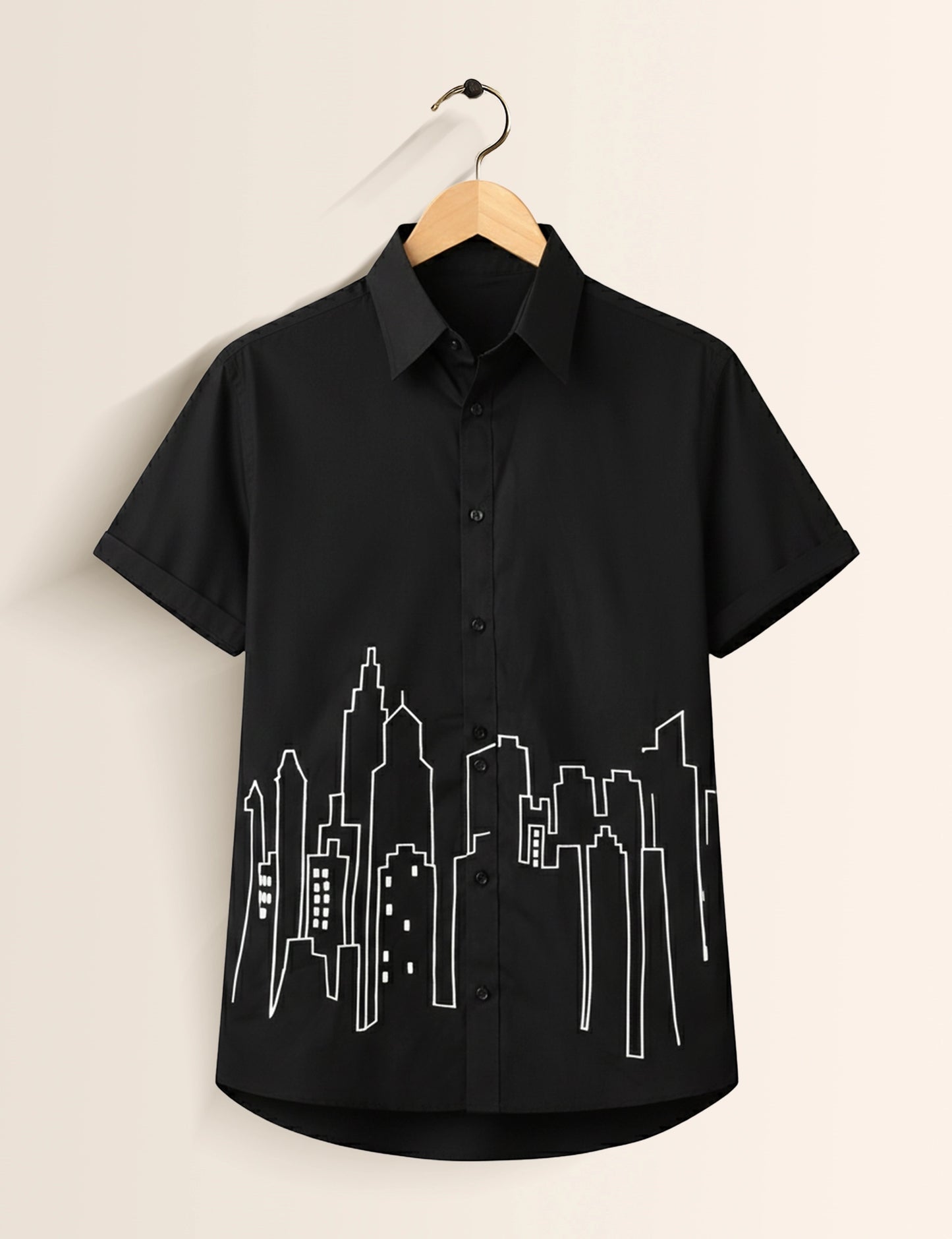 Black Building Men's Exclusive Stylish Half Sleeves Shirt - XPST