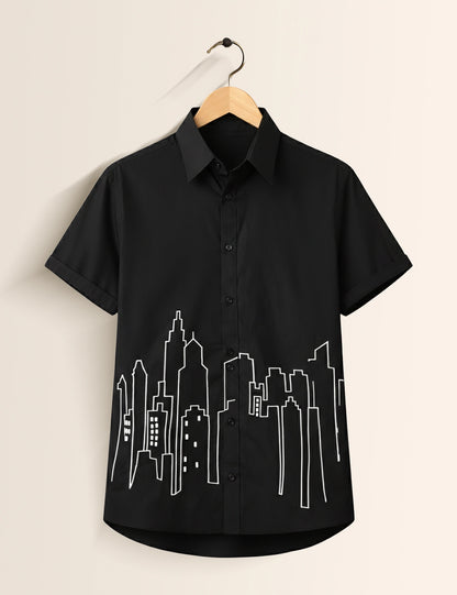 Black Building Men's Half Sleeves Shirt - XPST