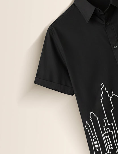 Black Building Men's Half Sleeves Shirt - XPST