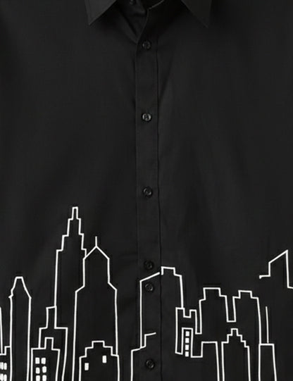 Black Building Men's Half Sleeves Shirt - XPST
