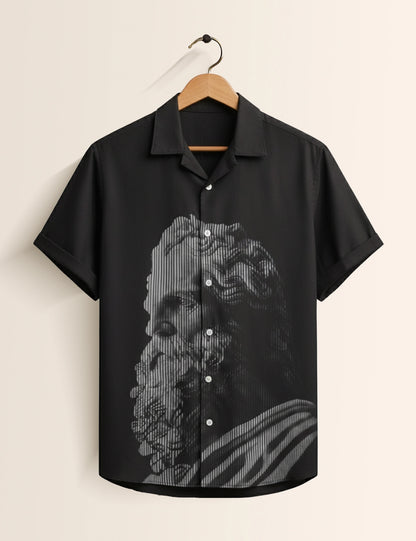 Black Posiedon Men's Half Sleeves Shirt - XPST