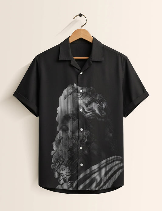 Black Posiedon Men's Exclusive Stylish Half Sleeves Shirt - XPST