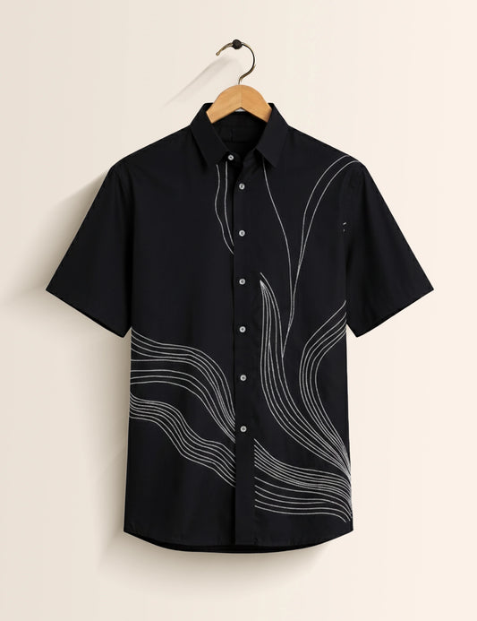 Black Thread Men's Exclusive Stylish Half Sleeves Shirt - XPST