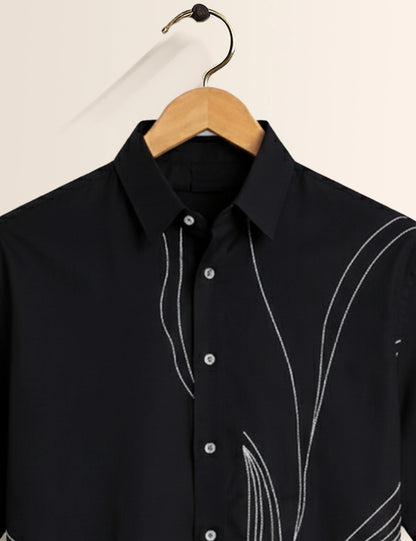 Black Thread Men's Half Sleeves Shirt - XPST