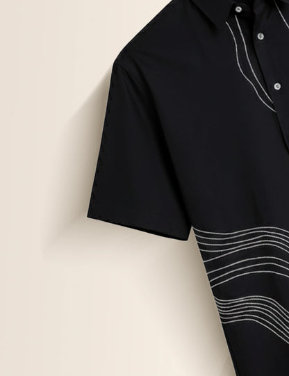Black Thread Men's Half Sleeves Shirt - XPST