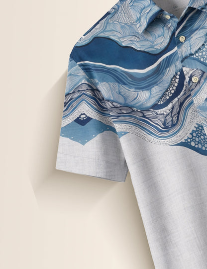 Blue Wave Men's Half Sleeves Shirt - XPST