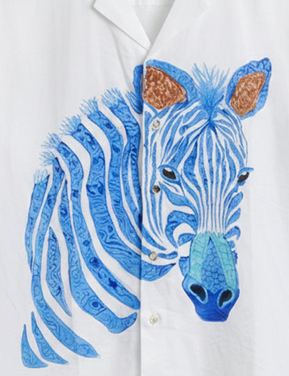 Blue Zebra Men's Half Sleeves Shirt - XPST