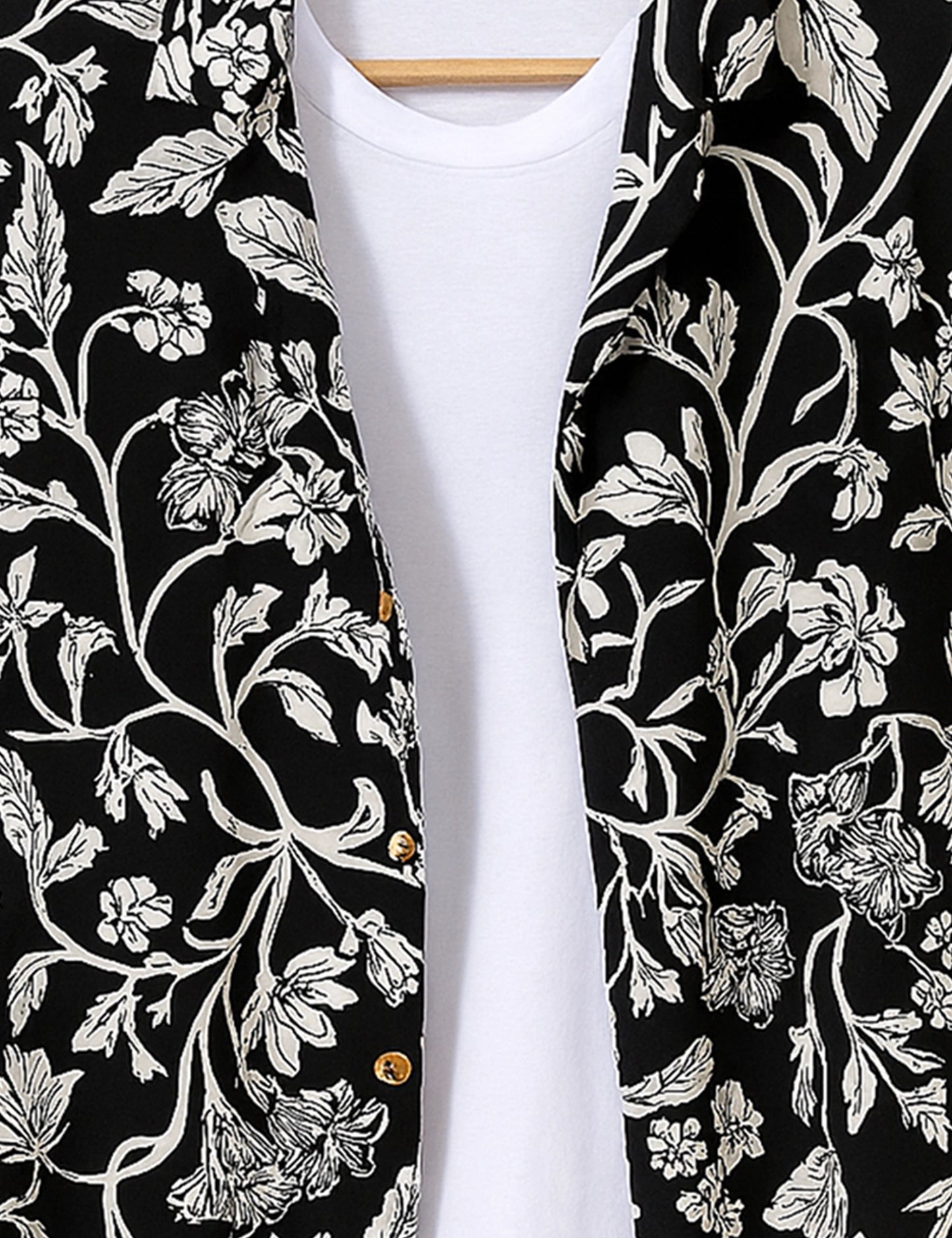 Black and White Flora Men's Exclusive Stylish Half Sleeves Shirt - XPST
