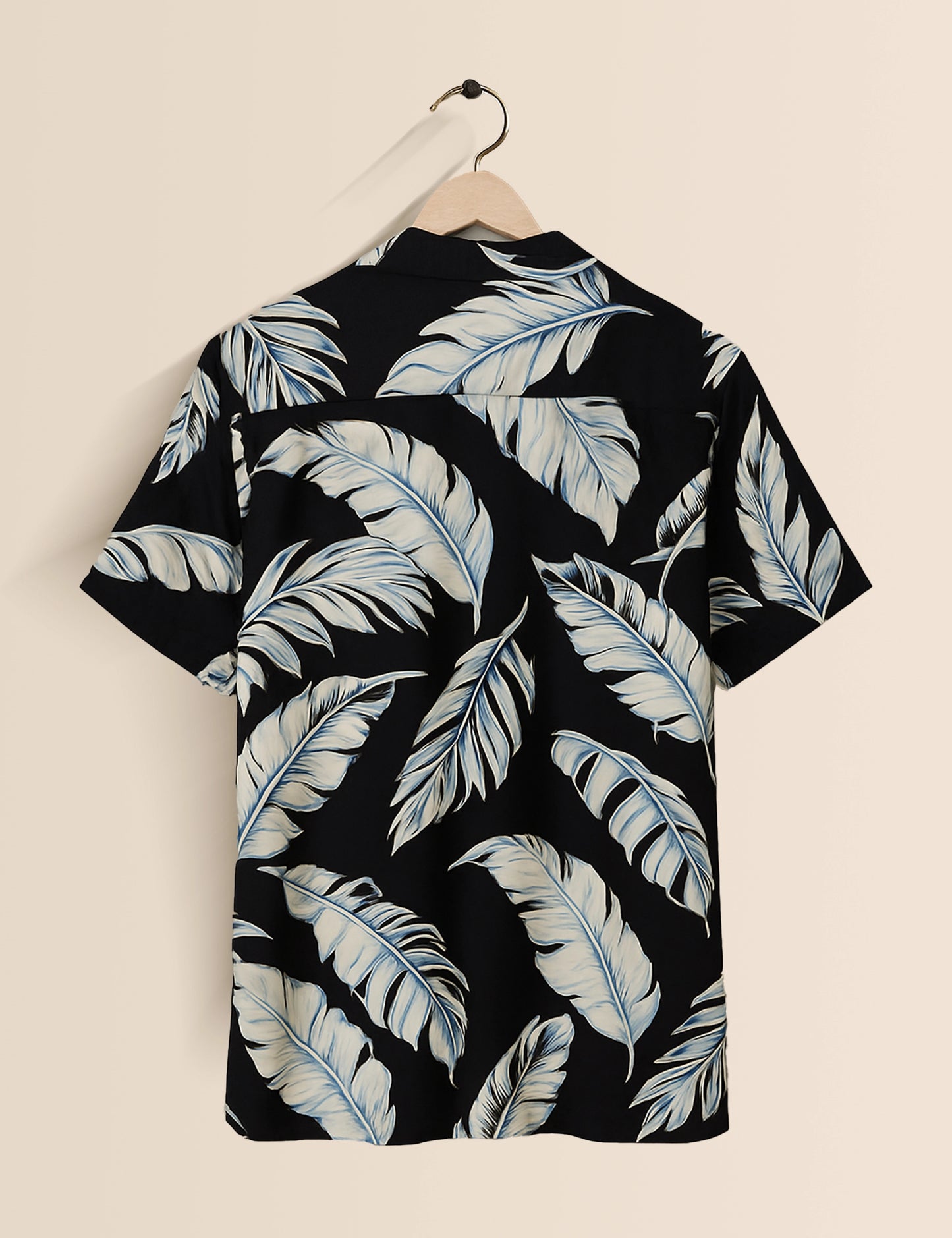 Black and White Leaf Men's Exclusive Stylish Half Sleeves Shirt - XPST