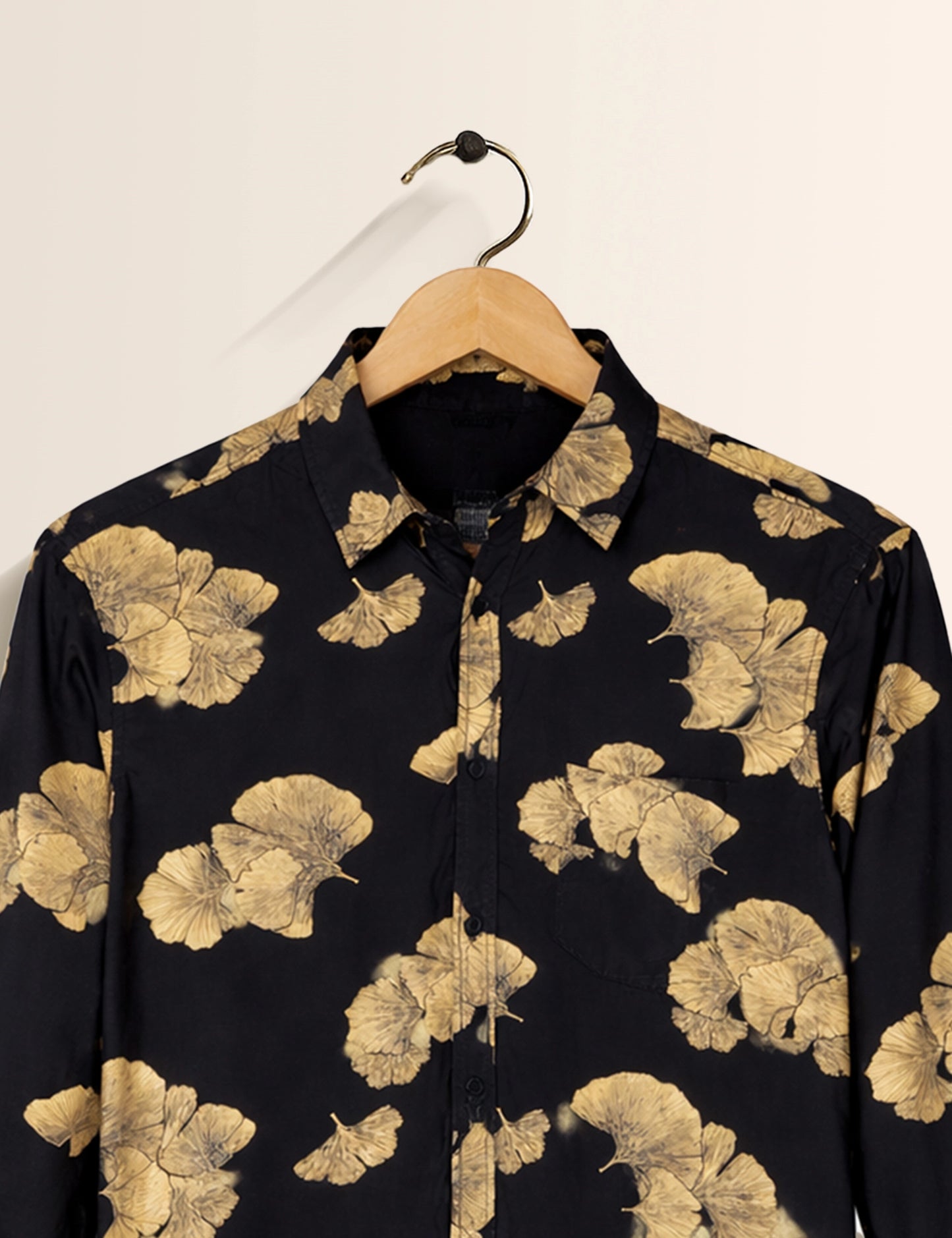 Black Golden Flora Men's Exclusive Stylish Full Sleeves Shirt - XPST