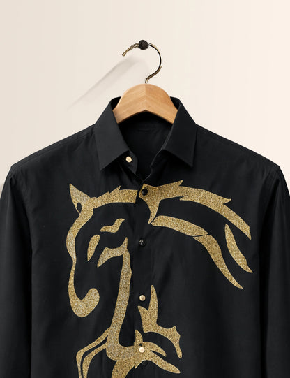 Black Golden Horse Men's Full Sleeves Shirt - XPST