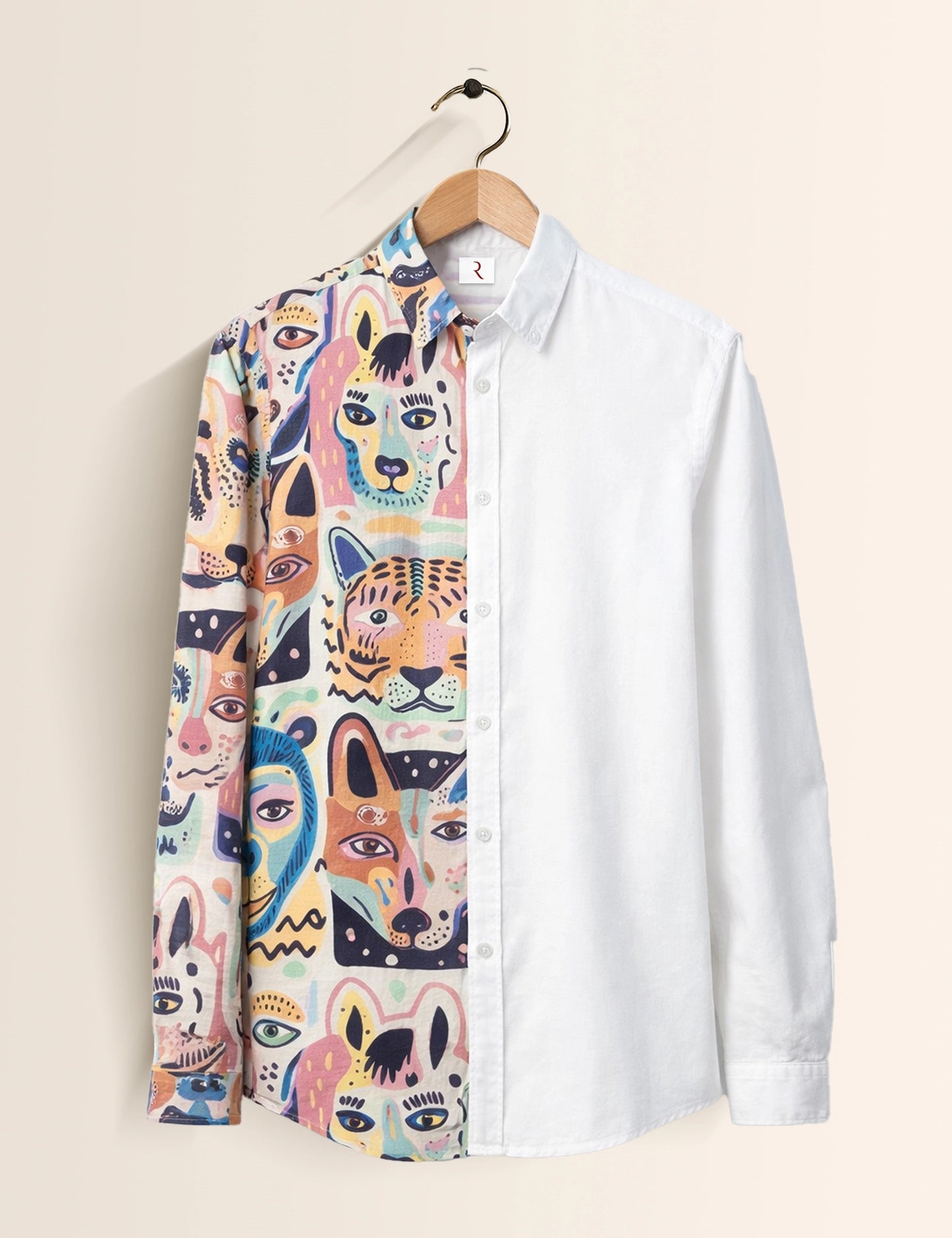 Half Animal Printed Mens Exclusive Stylish Full Sleeves Shirt - XPST