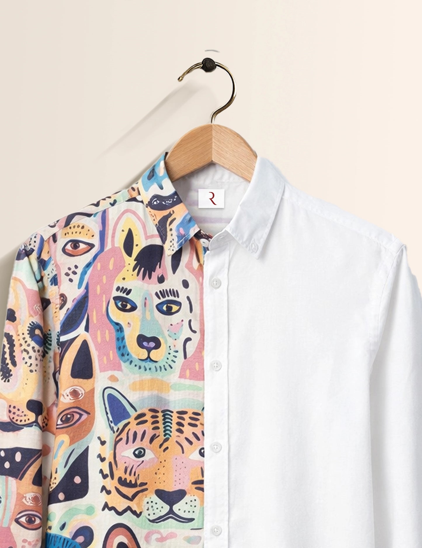 Half Animal Printed Mens Exclusive Stylish Full Sleeves Shirt - XPST