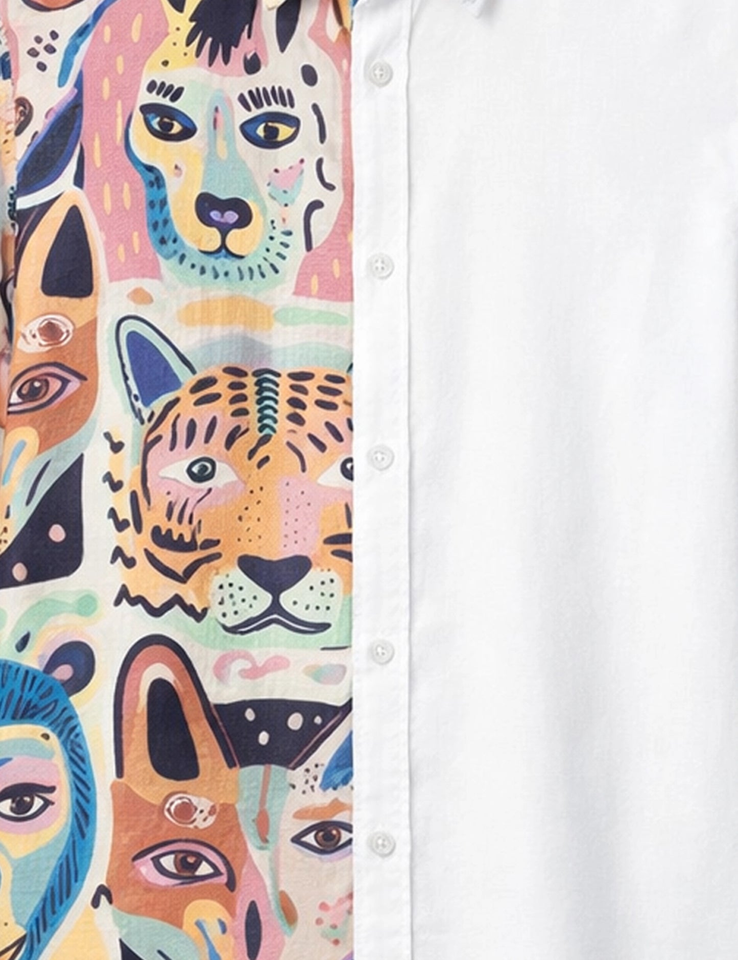 Half Animal Printed Mens Exclusive Stylish Full Sleeves Shirt - XPST