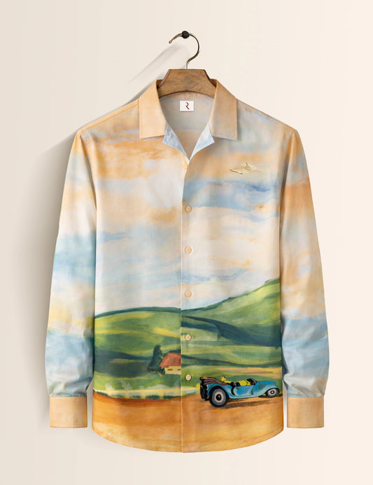 Hand Drawing Printed Mens Exclusive Stylish Full Sleeves Shirt - XPST