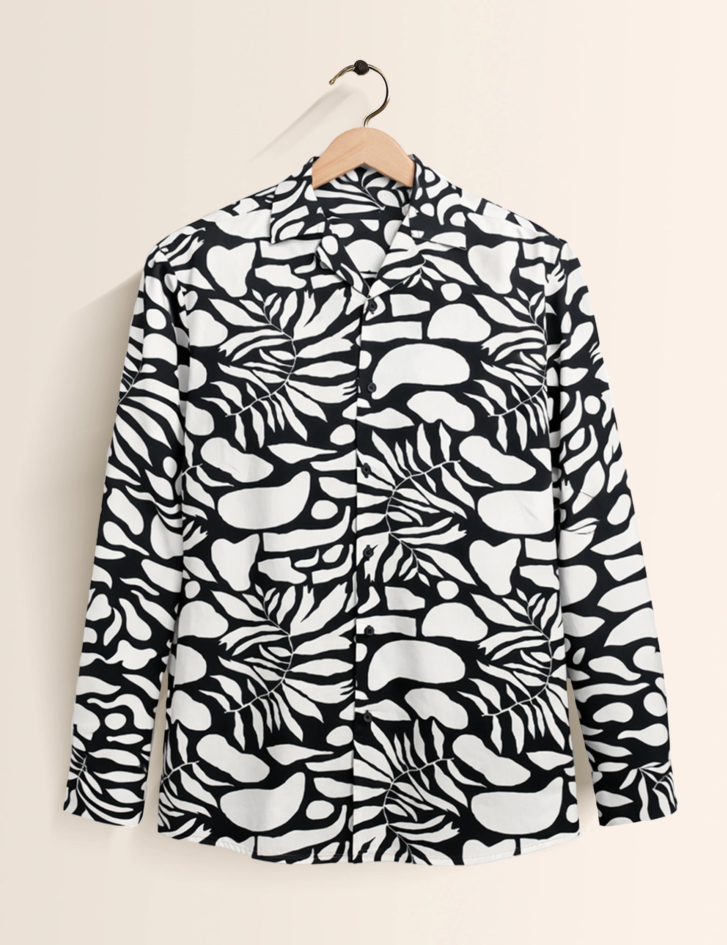 White Leaf Pattern Men's Exclusive Stylish Full Sleeves Shirt - XPST