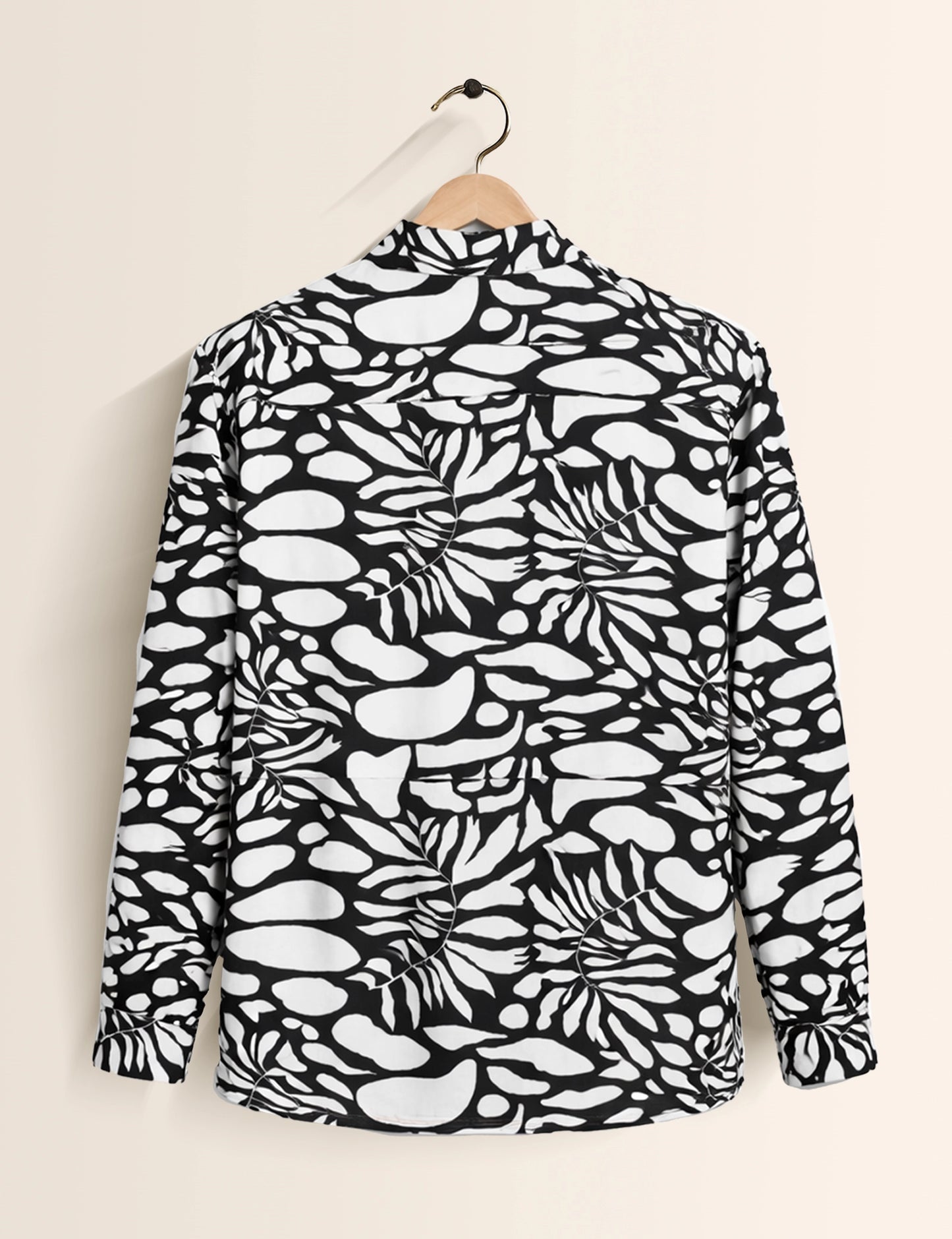 White Leaf Pattern Men's Exclusive Stylish Full Sleeves Shirt - XPST